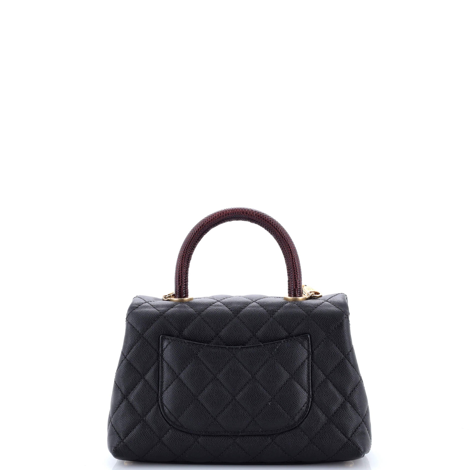 Coco Top Handle Bag Quilted Caviar with Lizard Mini