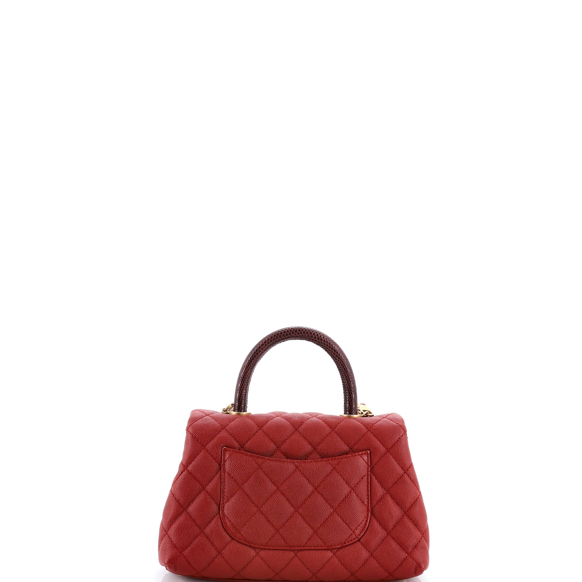 Coco Top Handle Bag Quilted Caviar with Lizard Mini
