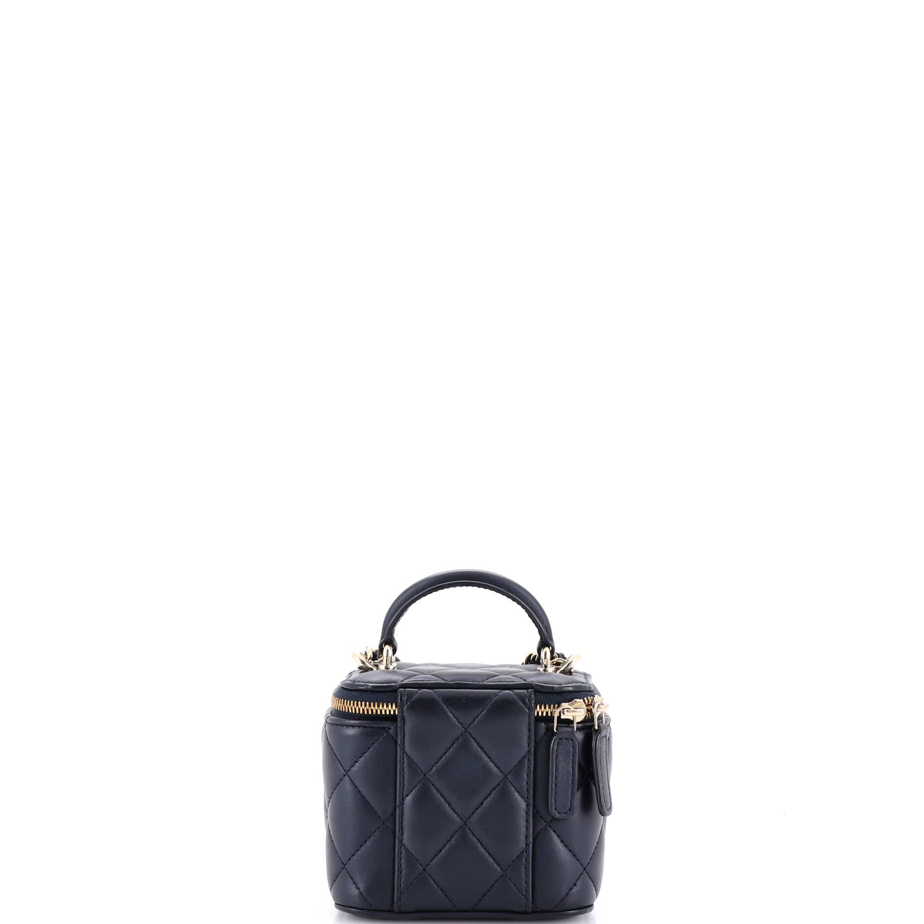 Classic Top Handle Vanity Case with Chain Quilted Lambskin Mini