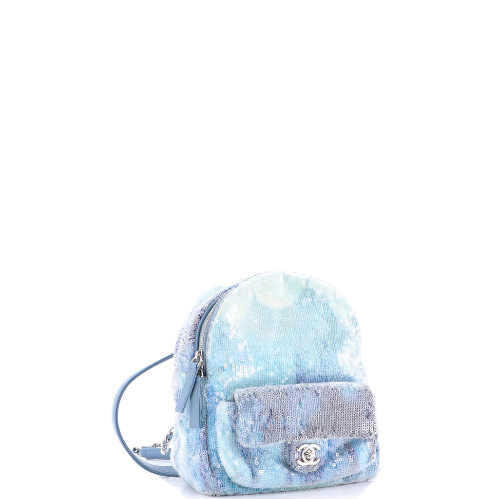Waterfall Backpack Sequins with Leather Mini