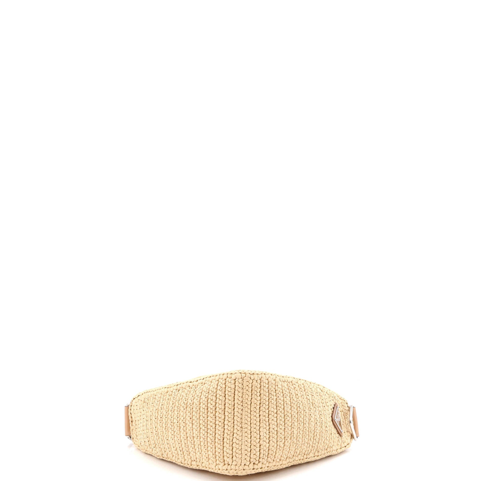Triangle Logo Zip Crossbody Bag Crochet Raffia Small