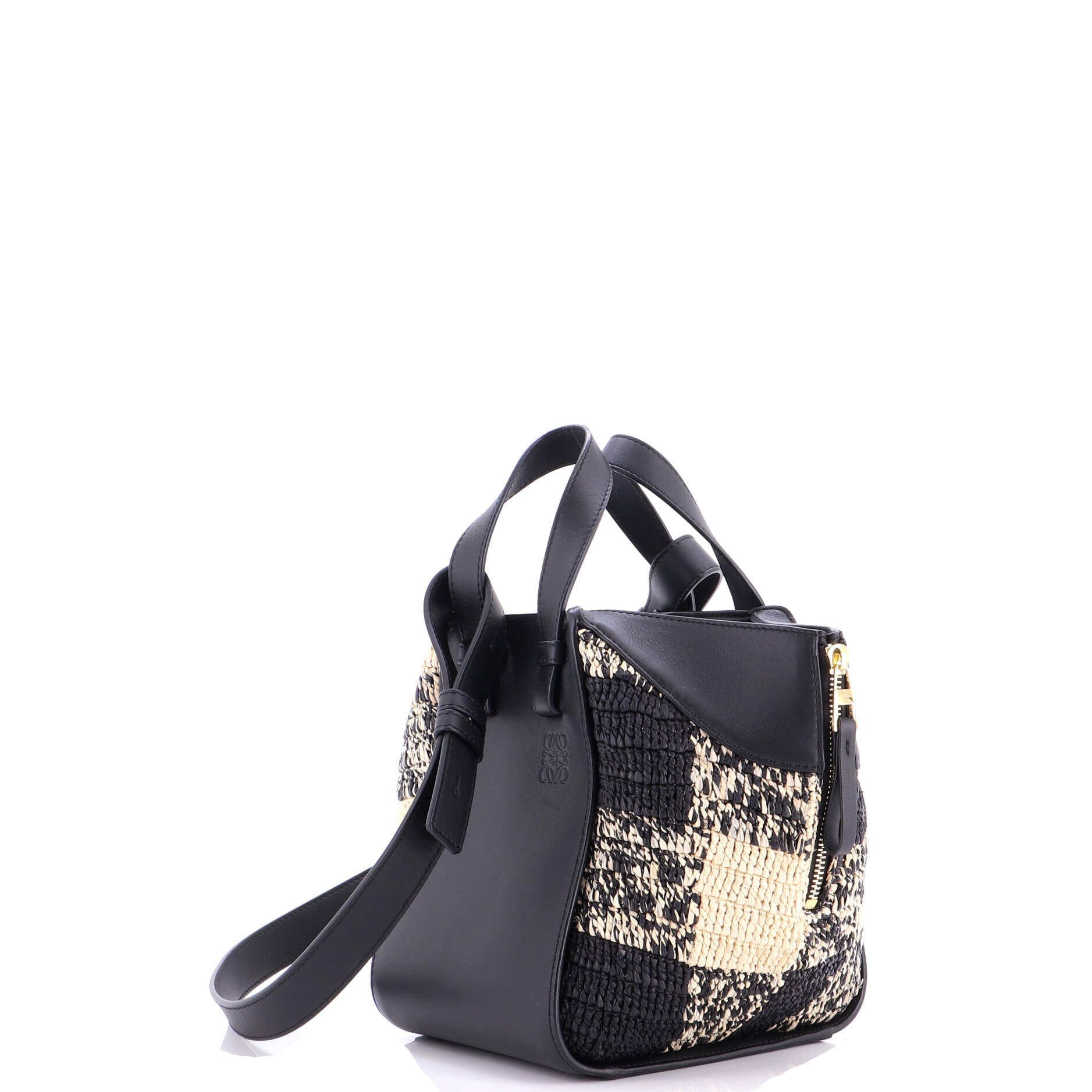 Paula's Ibiza Hammock Bag Raffia and Leather Compact