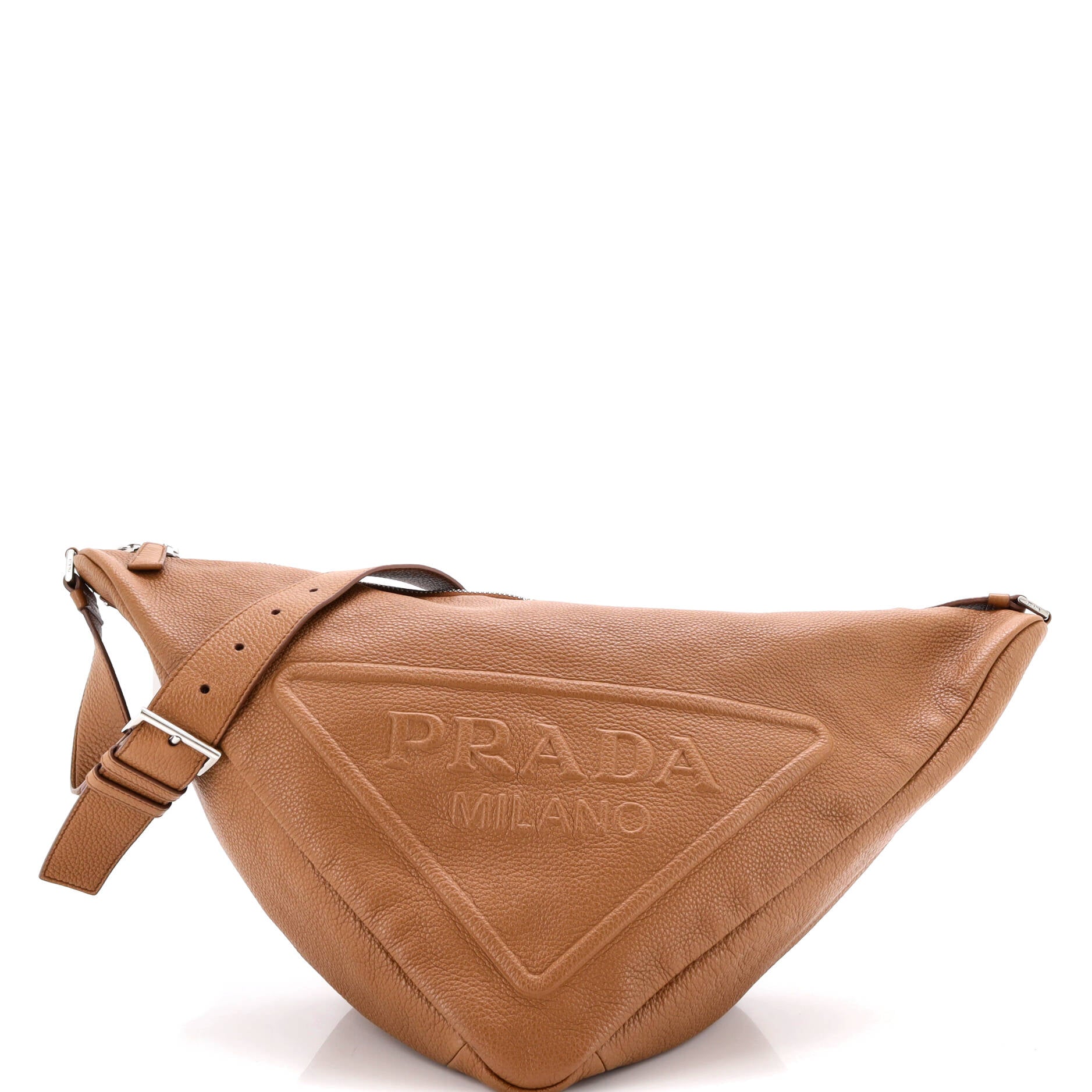 Triangle Logo Zip Messenger Leather Large