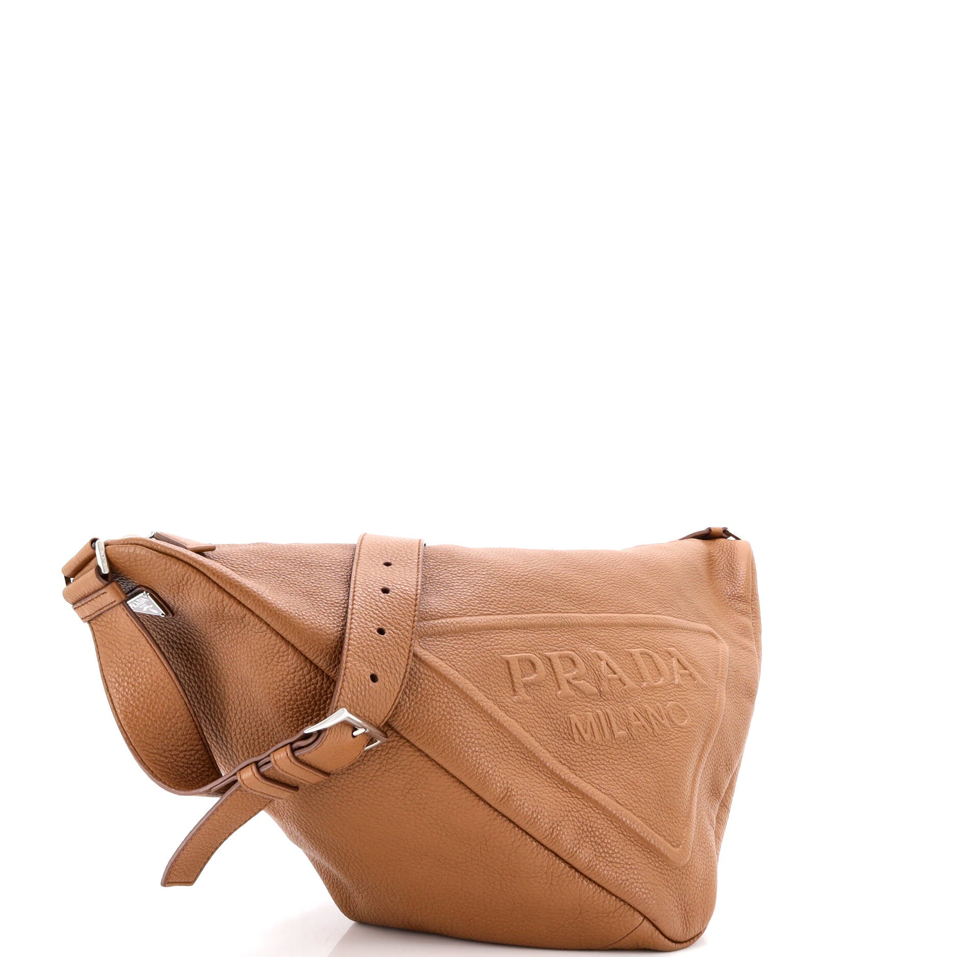 Triangle Logo Zip Messenger Leather Large