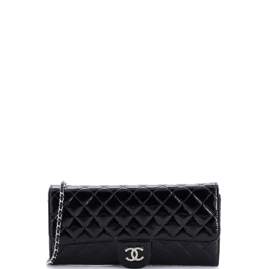 Brilliant Wallet on Chain Clutch Quilted Patent East West