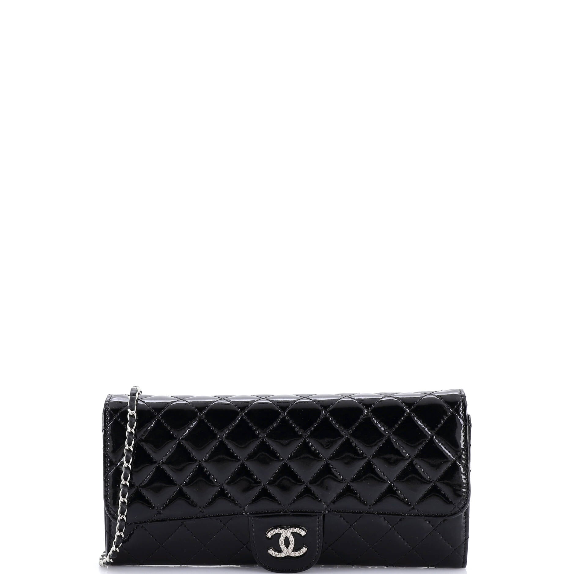 Brilliant Wallet on Chain Clutch Quilted Patent East West