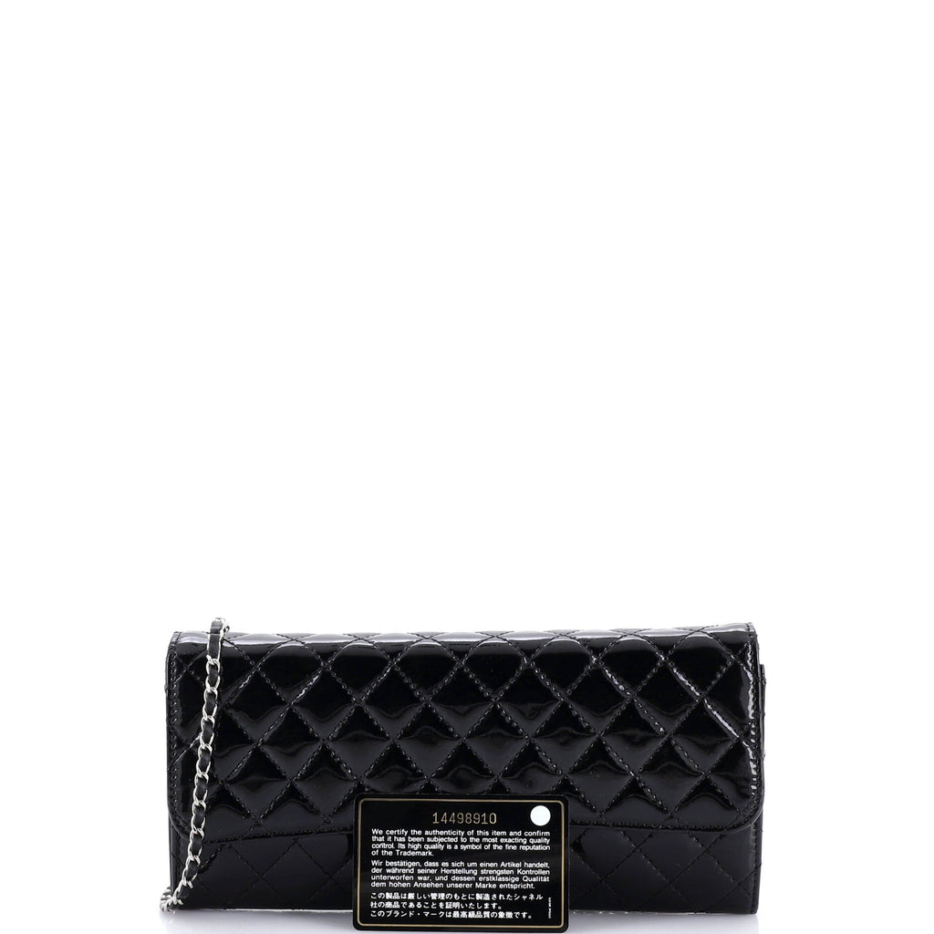 Brilliant Wallet on Chain Clutch Quilted Patent East West