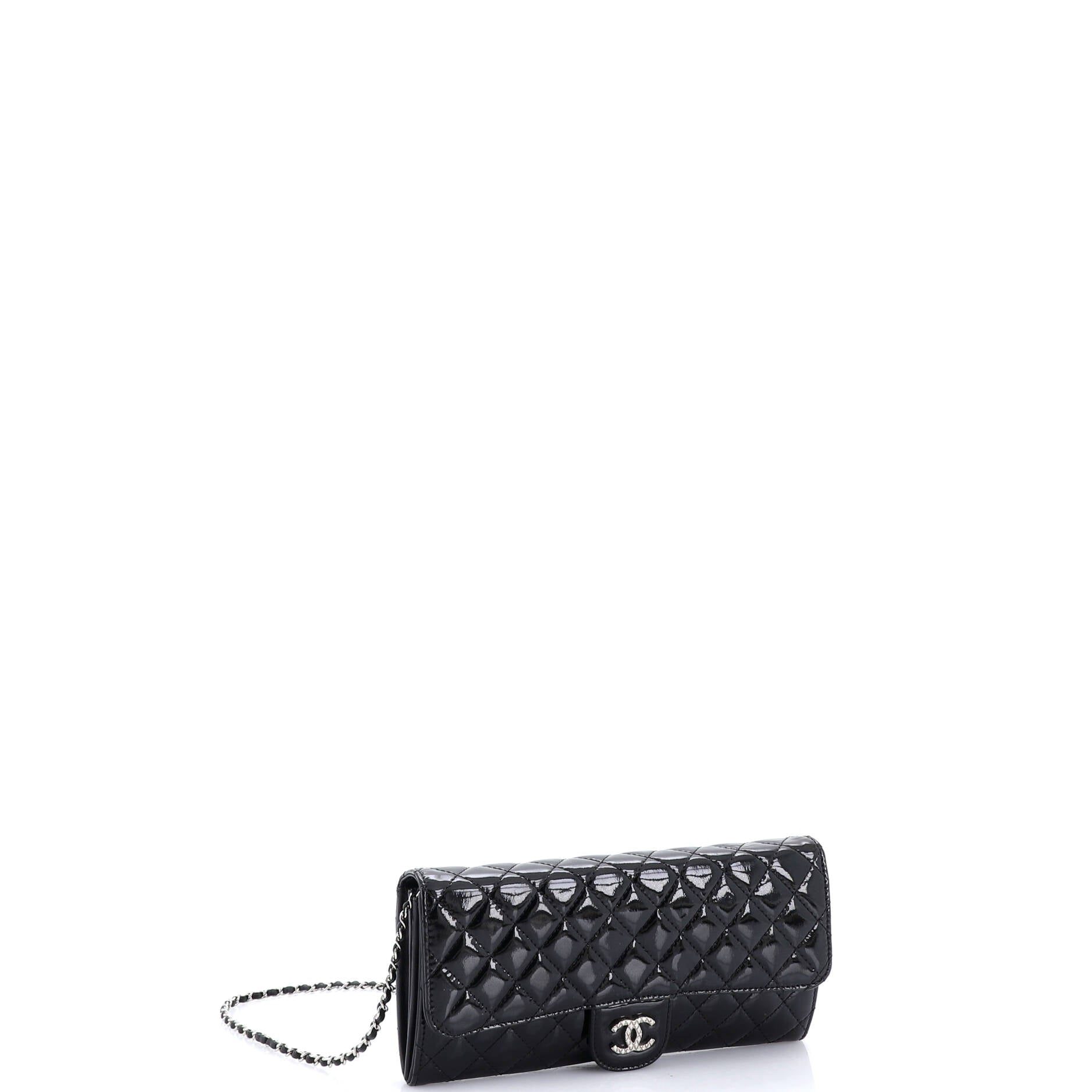 Brilliant Wallet on Chain Clutch Quilted Patent East West