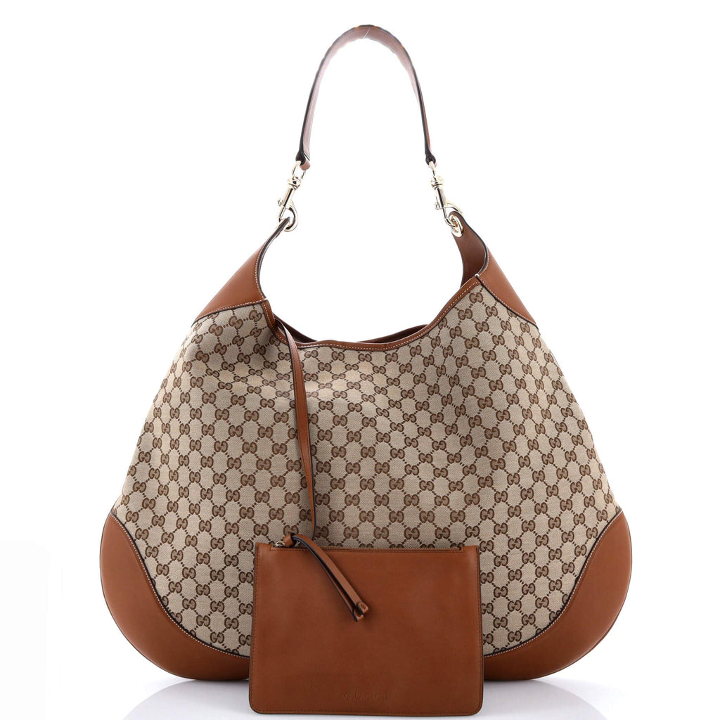 B Shoulder Bag GG Canvas and Leather Large