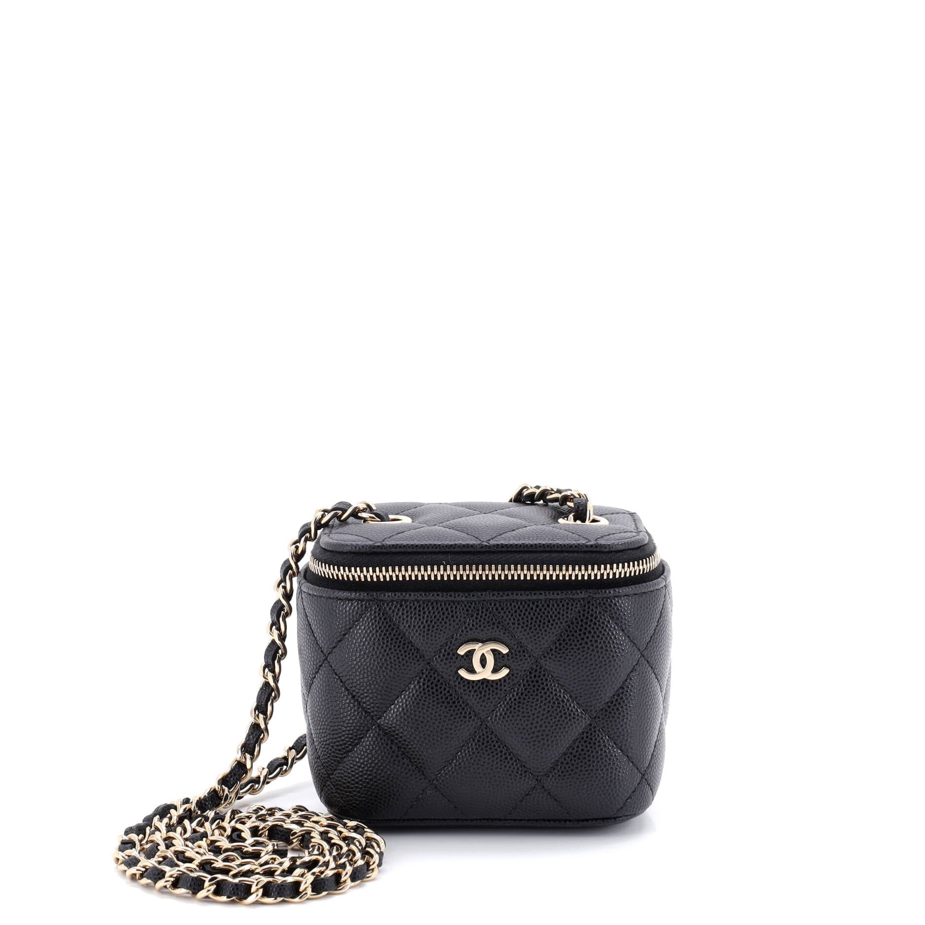 Classic Vanity Case with Chain Quilted Caviar Mini