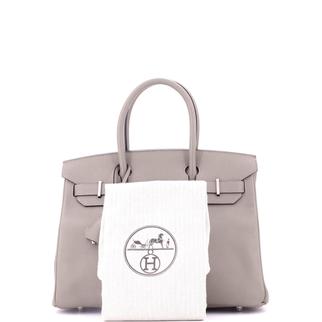 Birkin Handbag Grey Epsom with Palladium Hardware 30