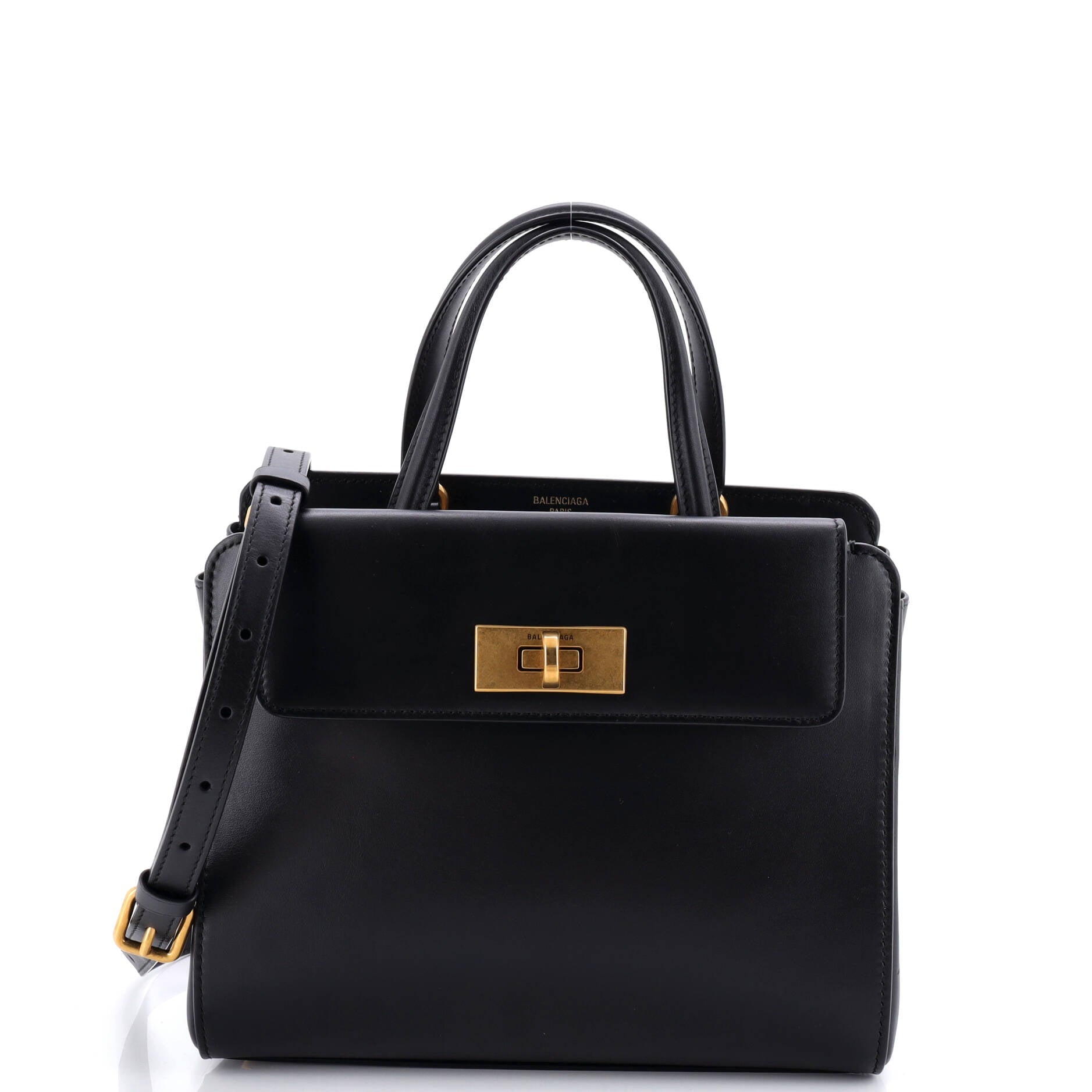 Money Top Handle Tote Bag Leather Small