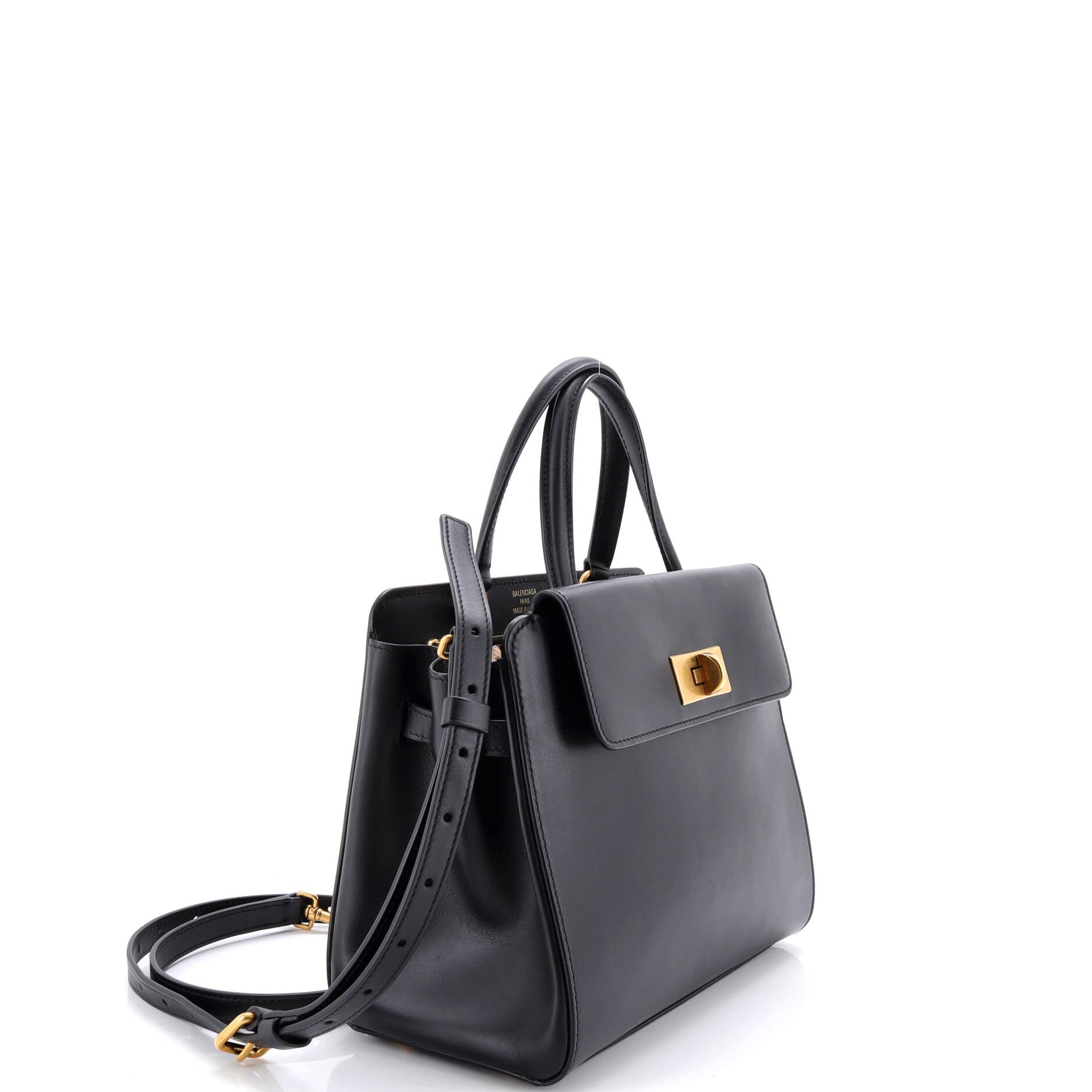 Money Top Handle Tote Bag Leather Small