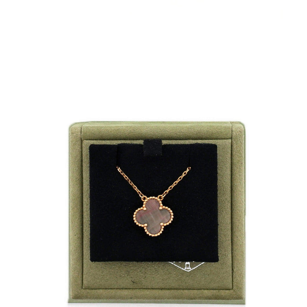Vintage Alhambra Pendant Necklace 18K Rose Gold and Grey Mother of Pearl