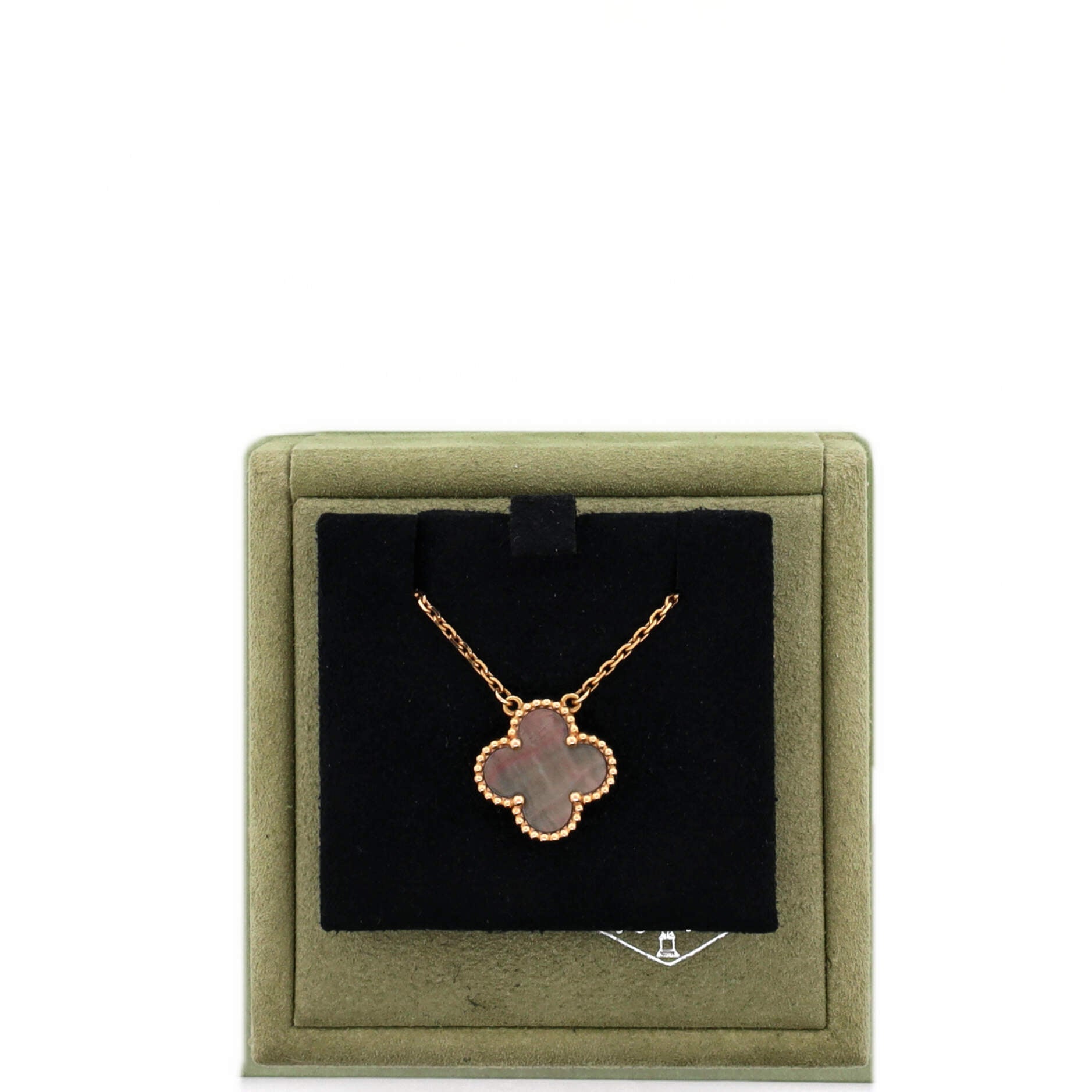 Vintage Alhambra Pendant Necklace 18K Rose Gold and Grey Mother of Pearl