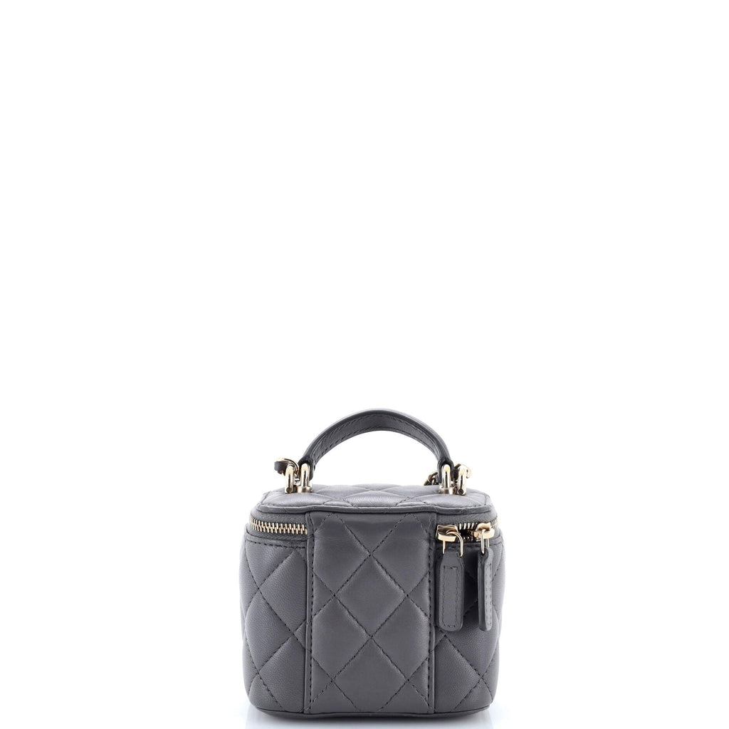 Classic Top Handle Vanity Case with Chain Quilted Lambskin Mini