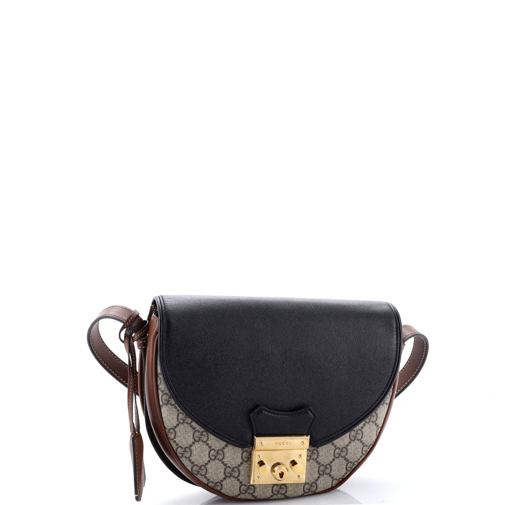 Padlock Saddle Shoulder Bag GG Coated Canvas and Leather Small