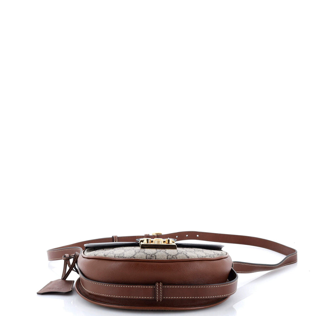 Padlock Saddle Shoulder Bag GG Coated Canvas and Leather Small