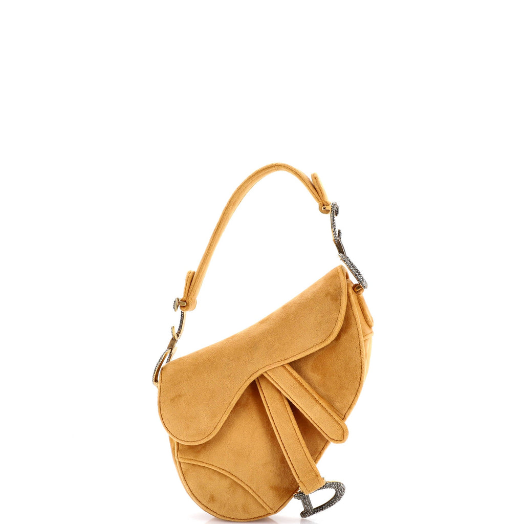 Saddle Handbag Velvet with Crystals Mini