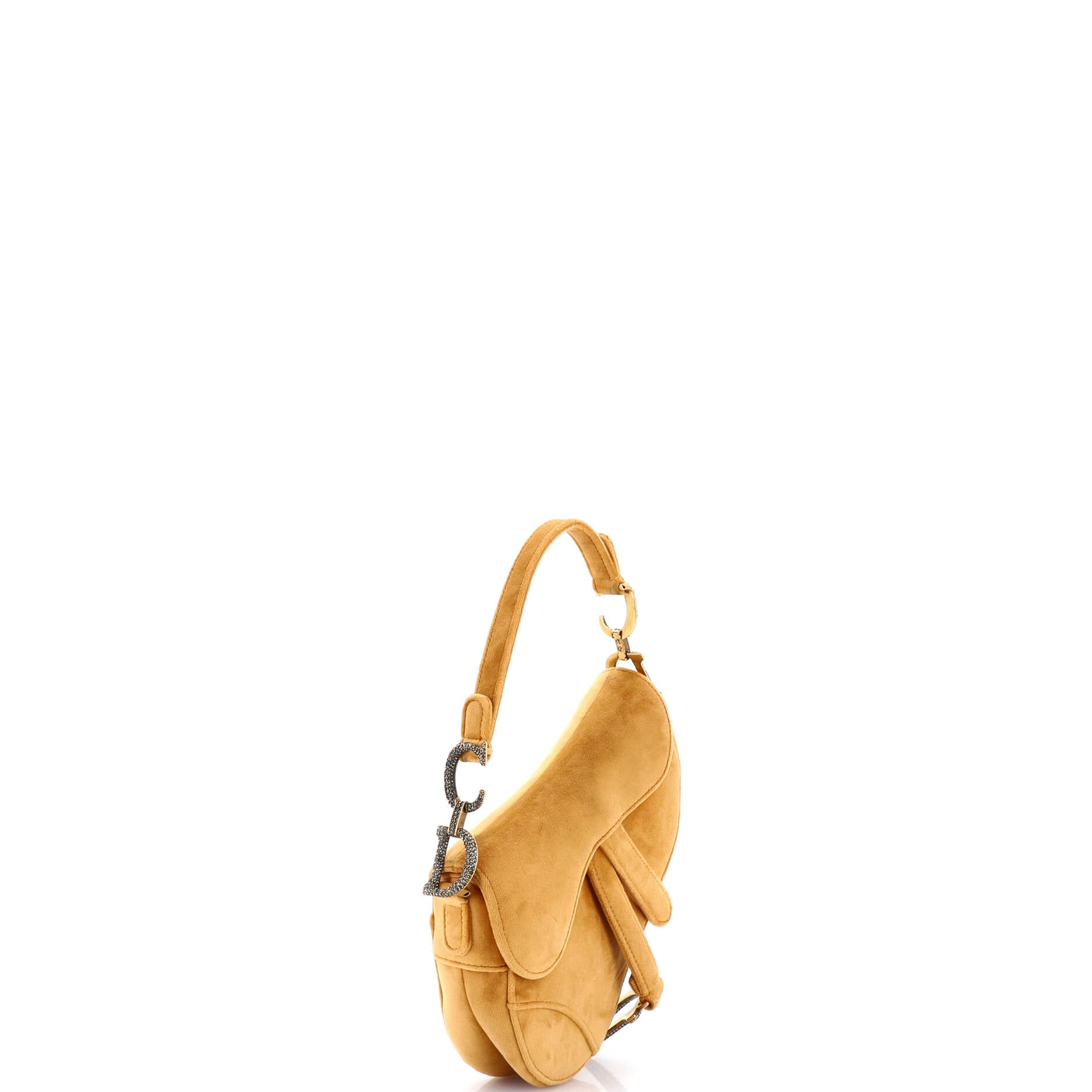 Saddle Handbag Velvet with Crystals Mini