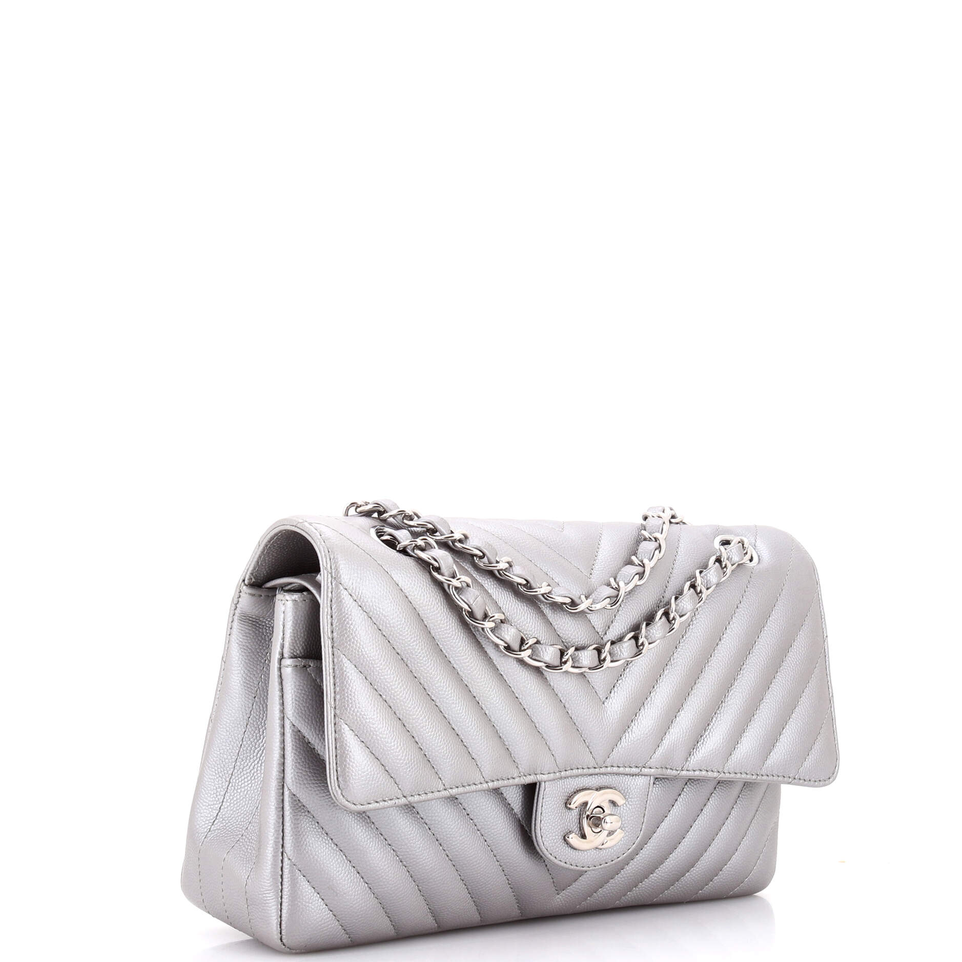 Classic Double Flap Bag Chevron Caviar Medium