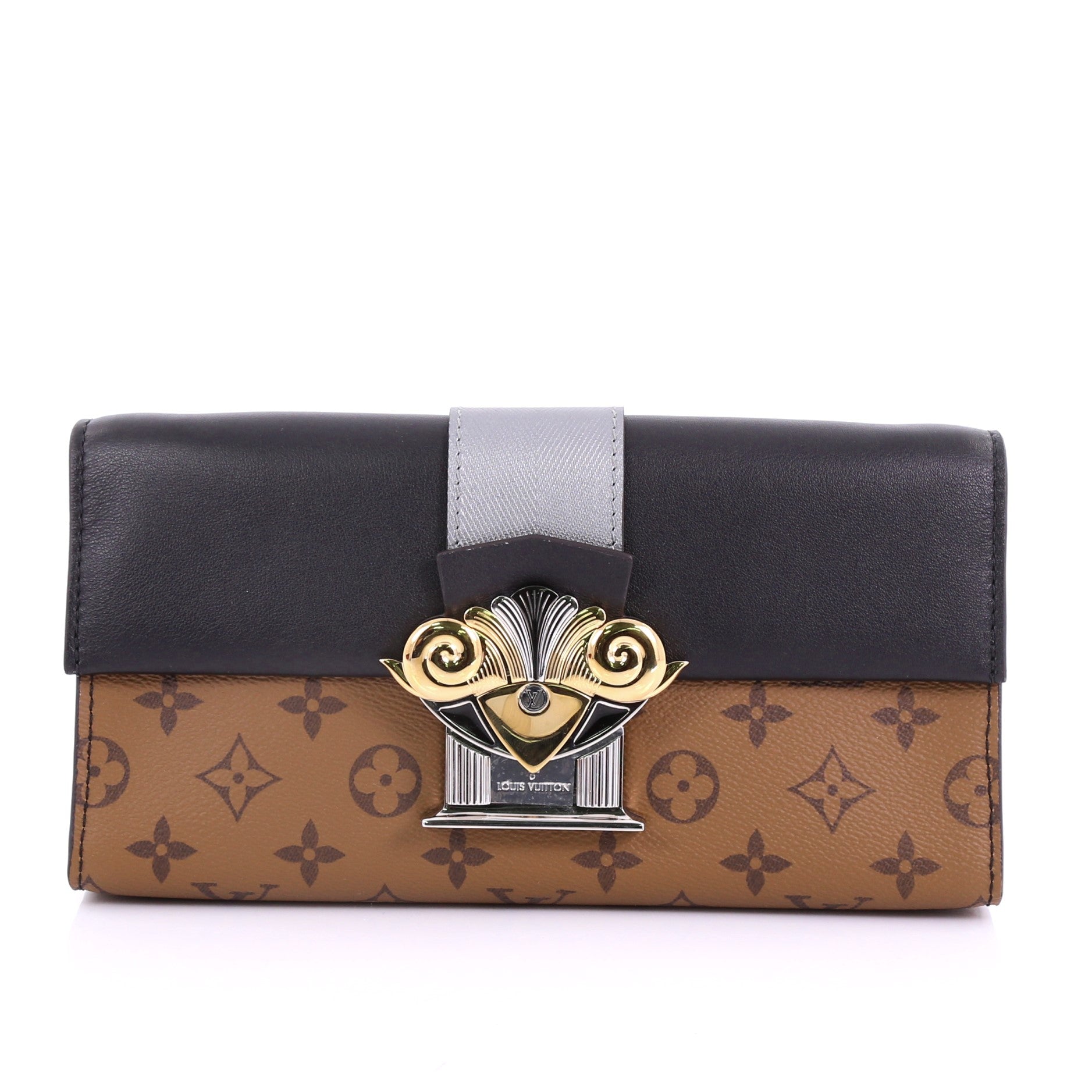 Column Clutch Reverse Monogram Canvas with Calf Leather