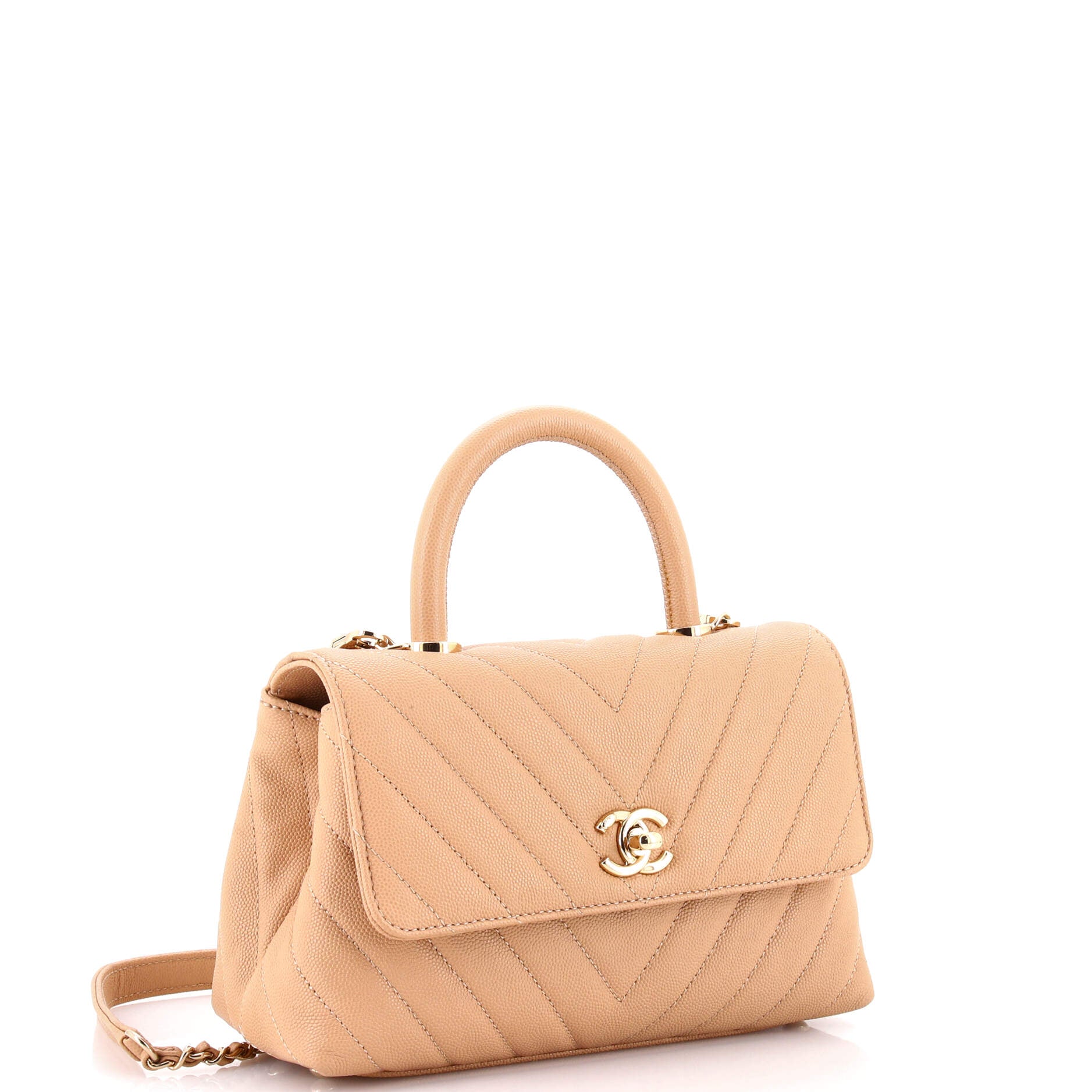 Coco Top Handle Bag Chevron Caviar Mini