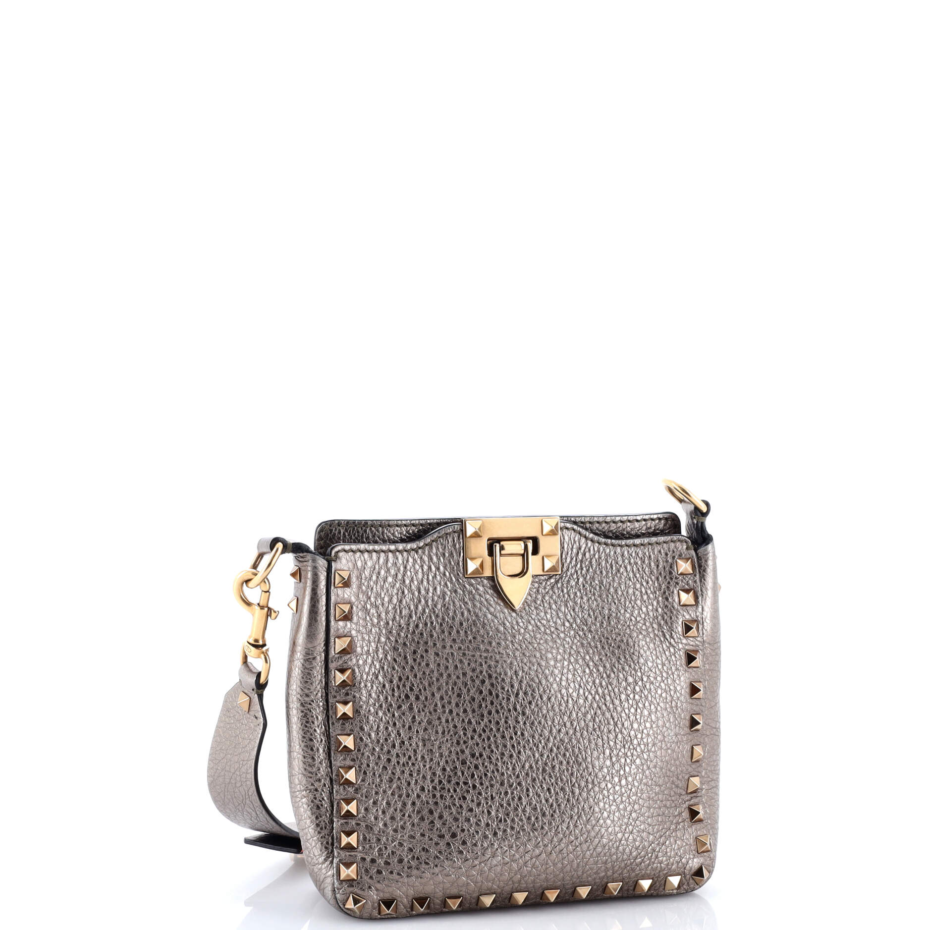 Rockstud Flip Lock Messenger Bag Leather Mini