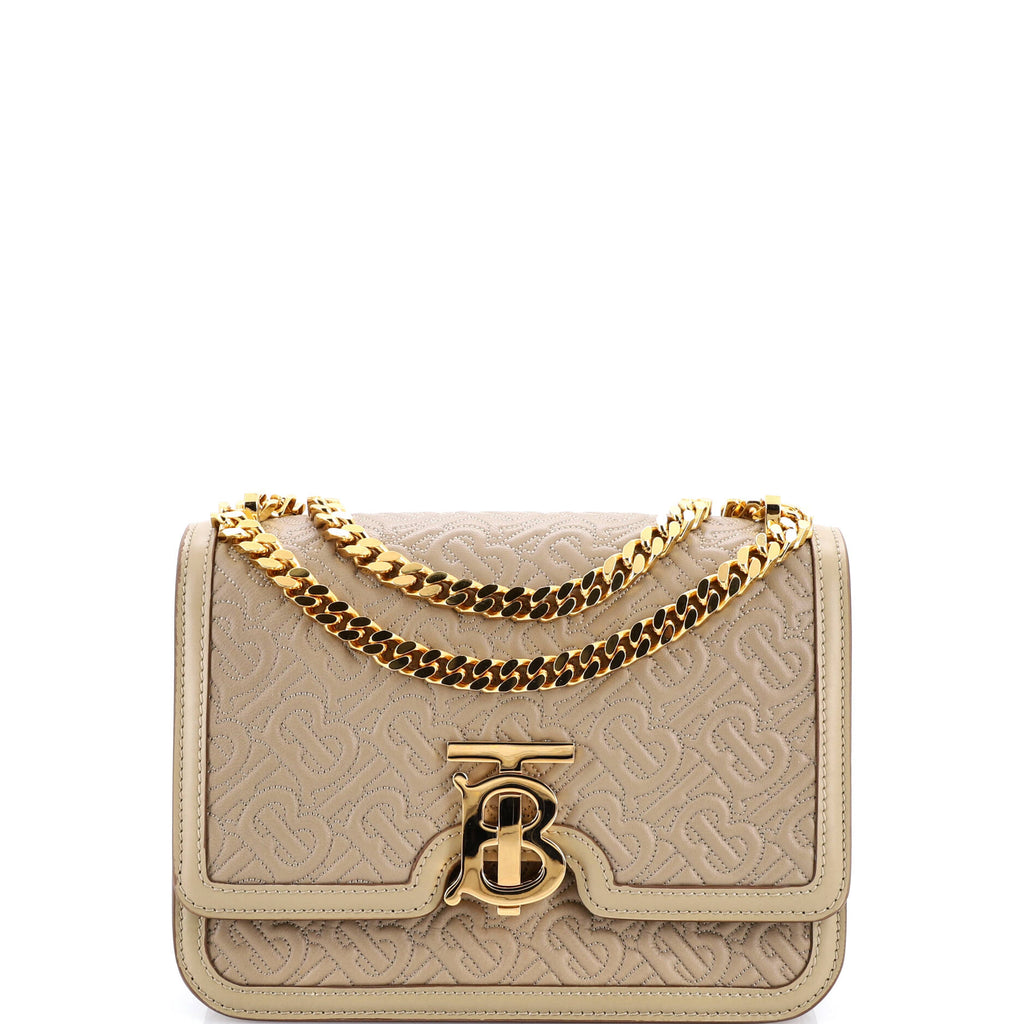 TB Flap Chain Bag Monogram Embossed Leather Small