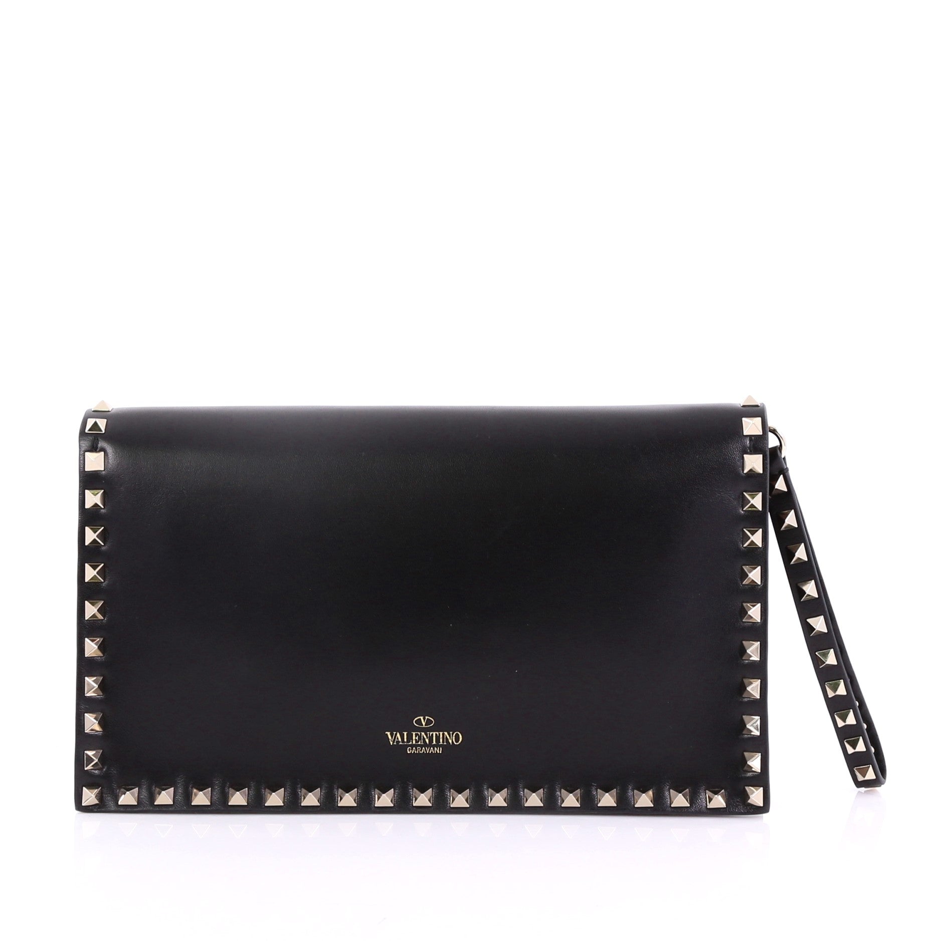 Rockstud Flap Clutch Leather