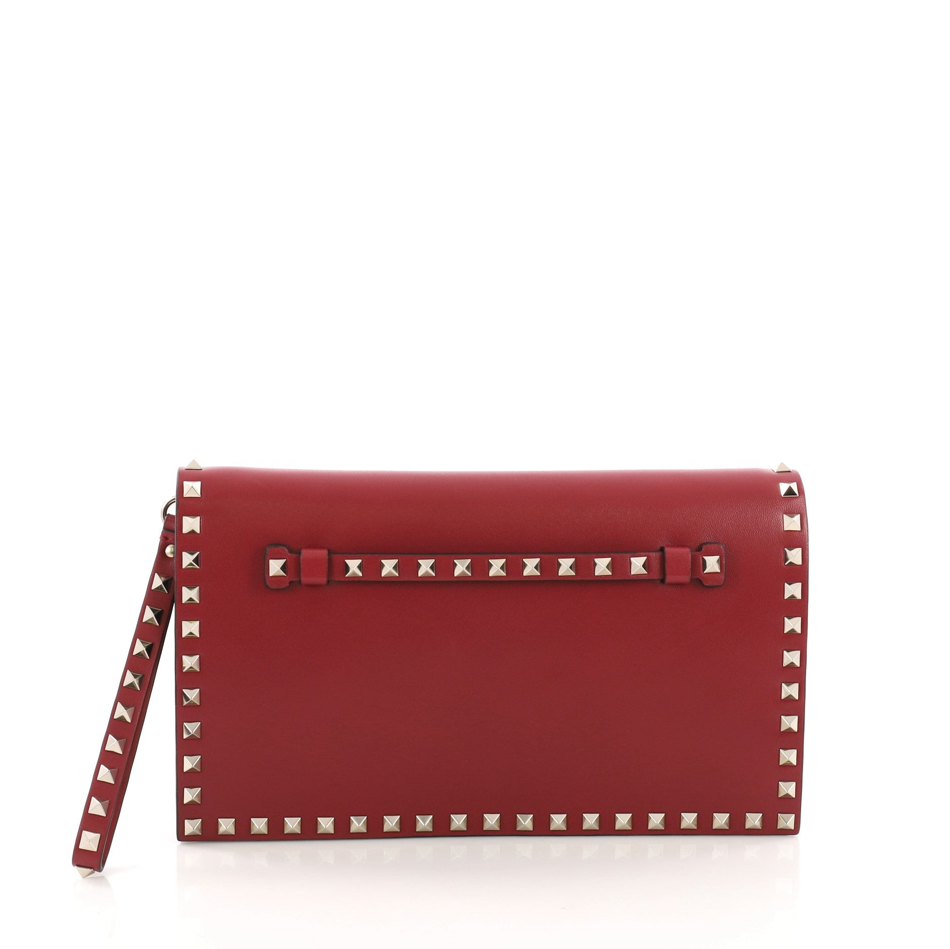 Rockstud Flap Clutch Leather