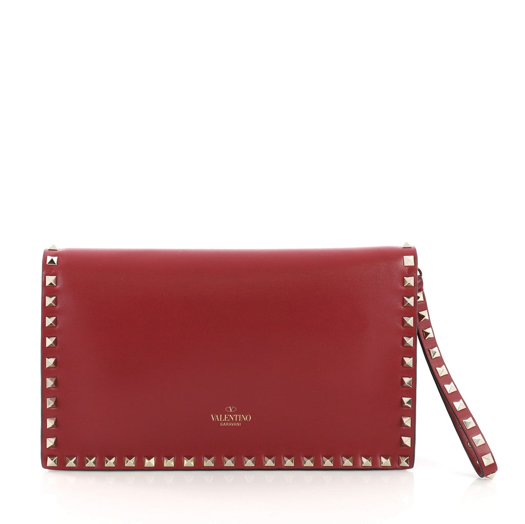 Rockstud Flap Clutch Leather