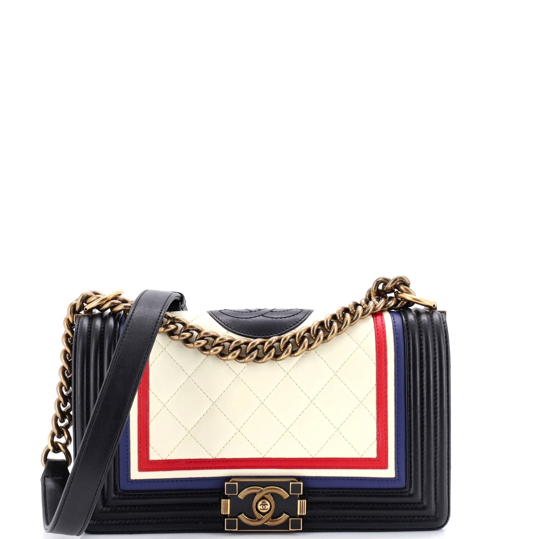 Crest Boy Flap Bag Quilted Lambskin Old Medium