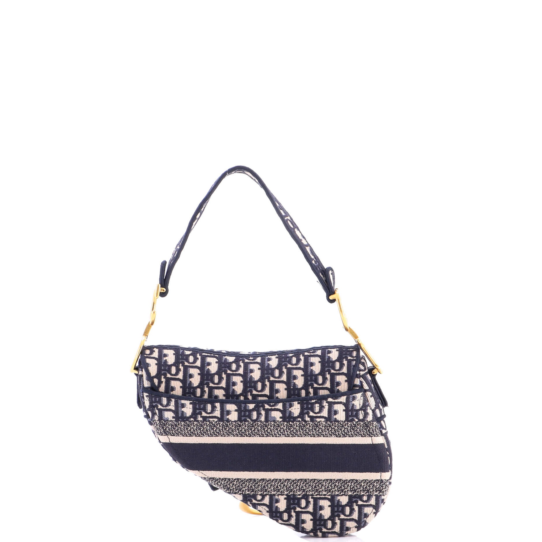Saddle Handbag Logo Embroidered Oblique Canvas Medium