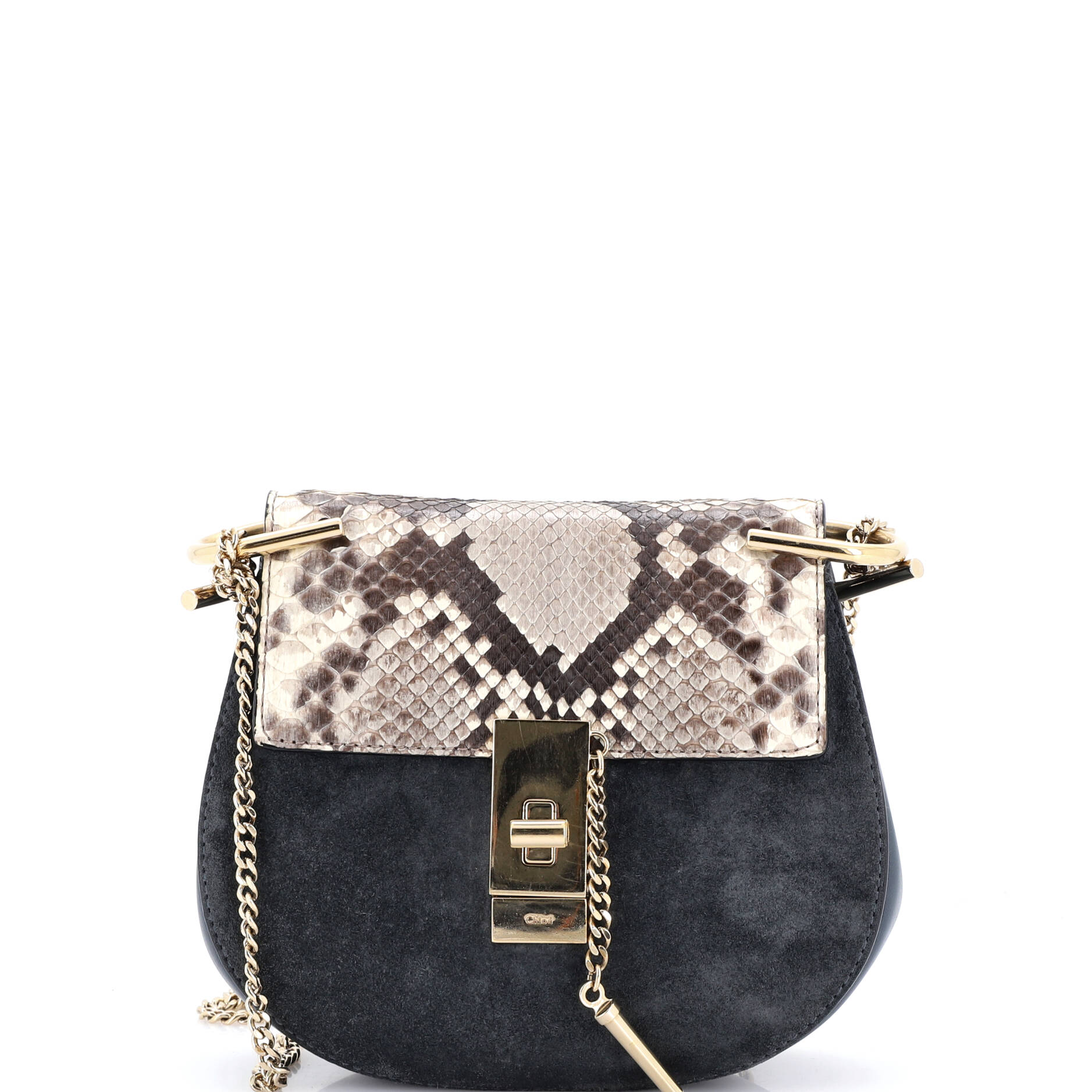Drew Crossbody Bag Python and Suede Small