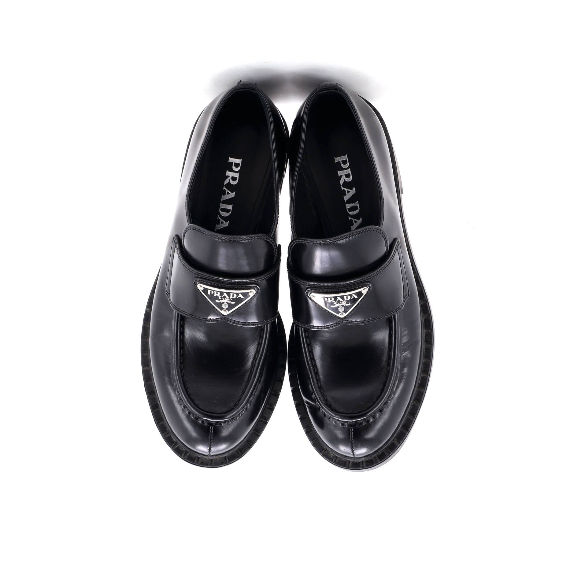 Women's Triangle Logo Loafers Spazzolato Leather