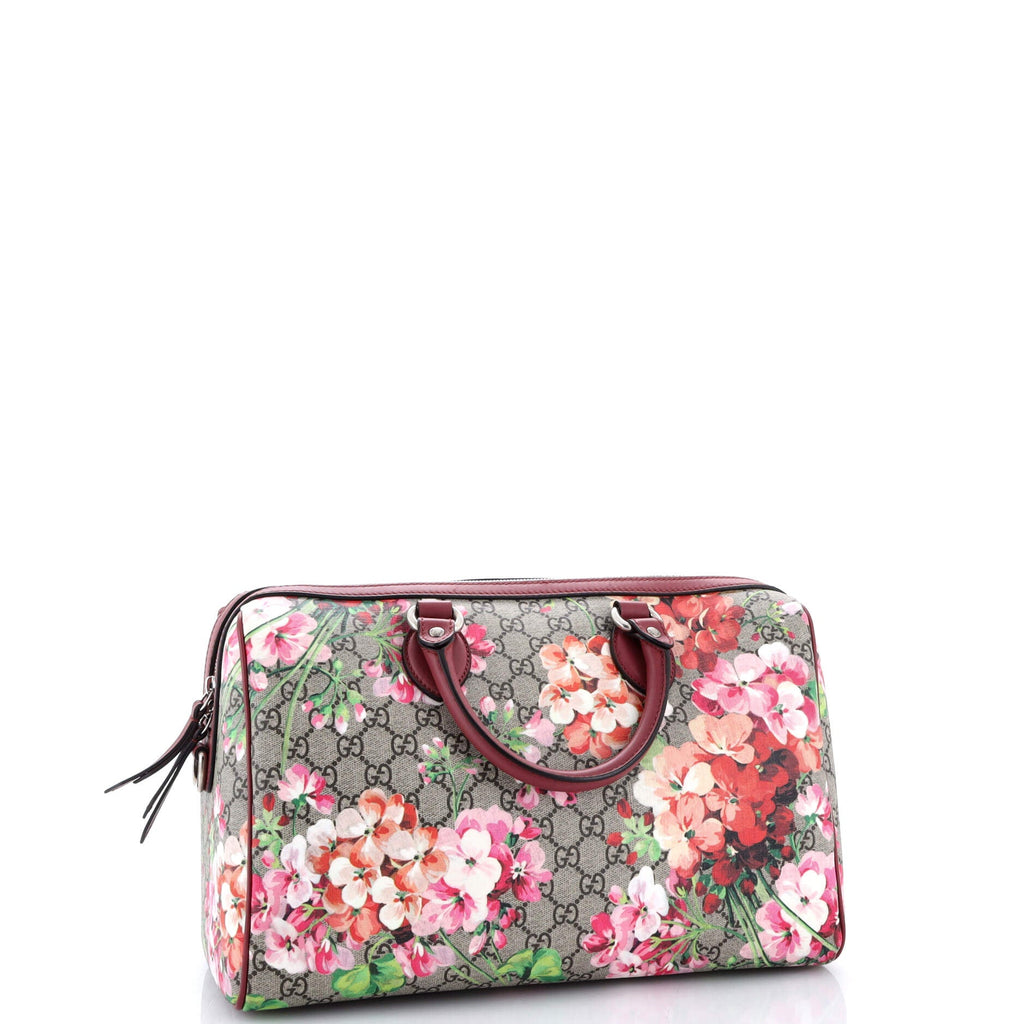 Convertible Boston Bag Blooms Print GG Coated Canvas Medium