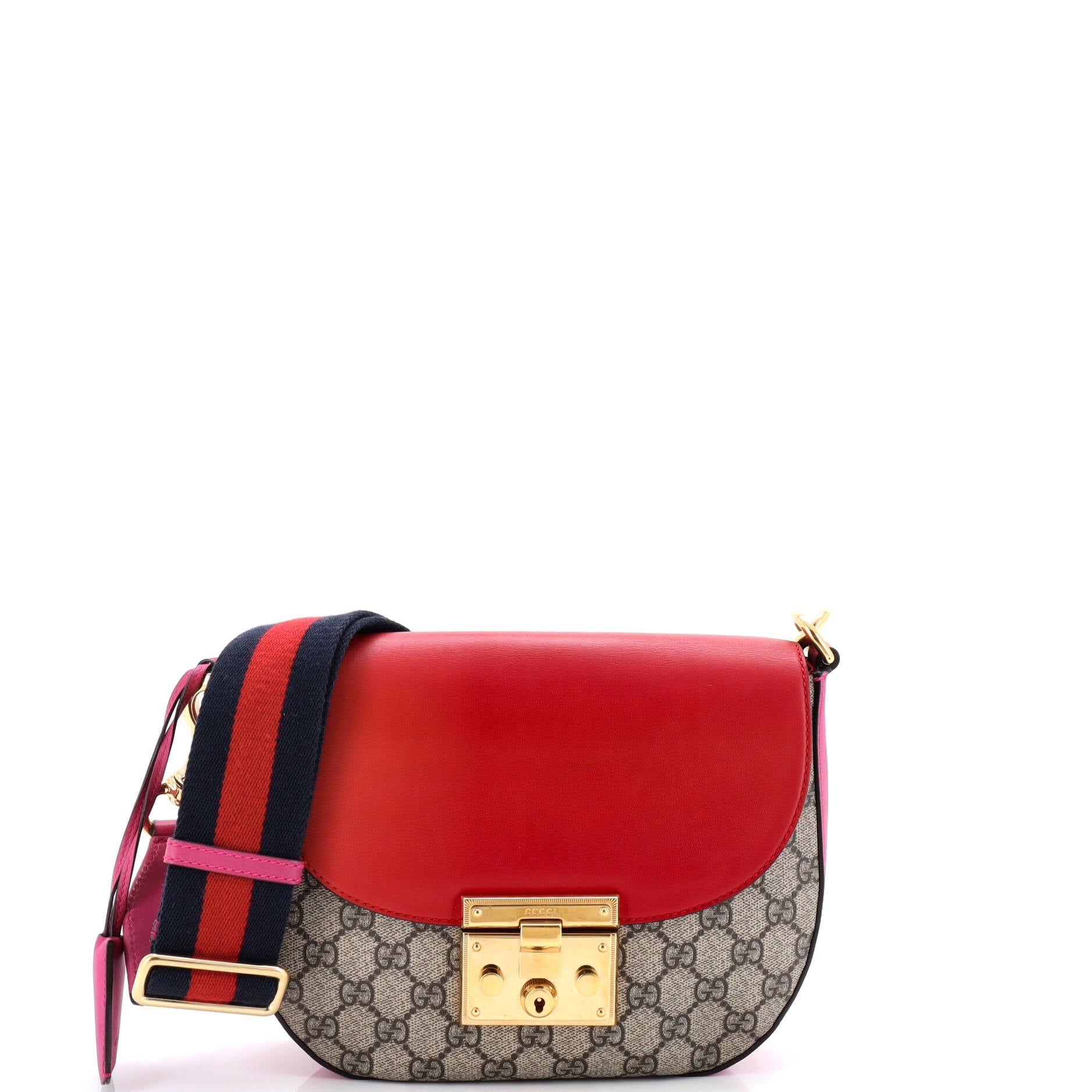 Padlock Saddle Shoulder Bag GG Coated Canvas and Leather Medium