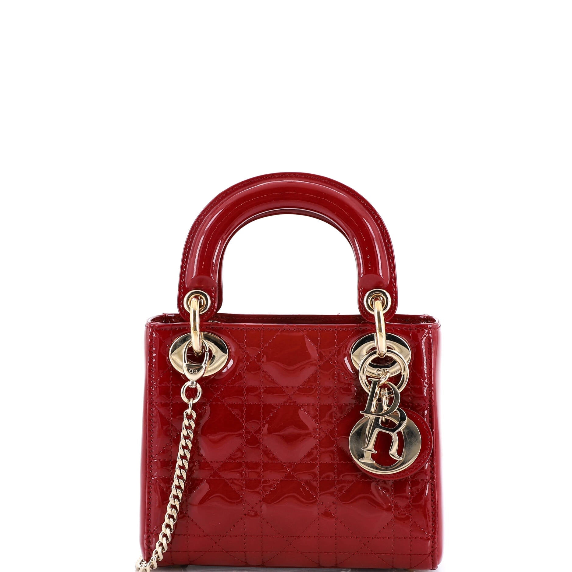 Lady Dior Chain Bag Cannage Quilt Patent Mini