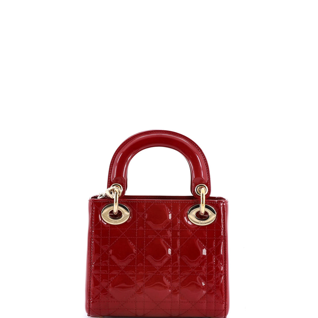 Lady Dior Chain Bag Cannage Quilt Patent Mini