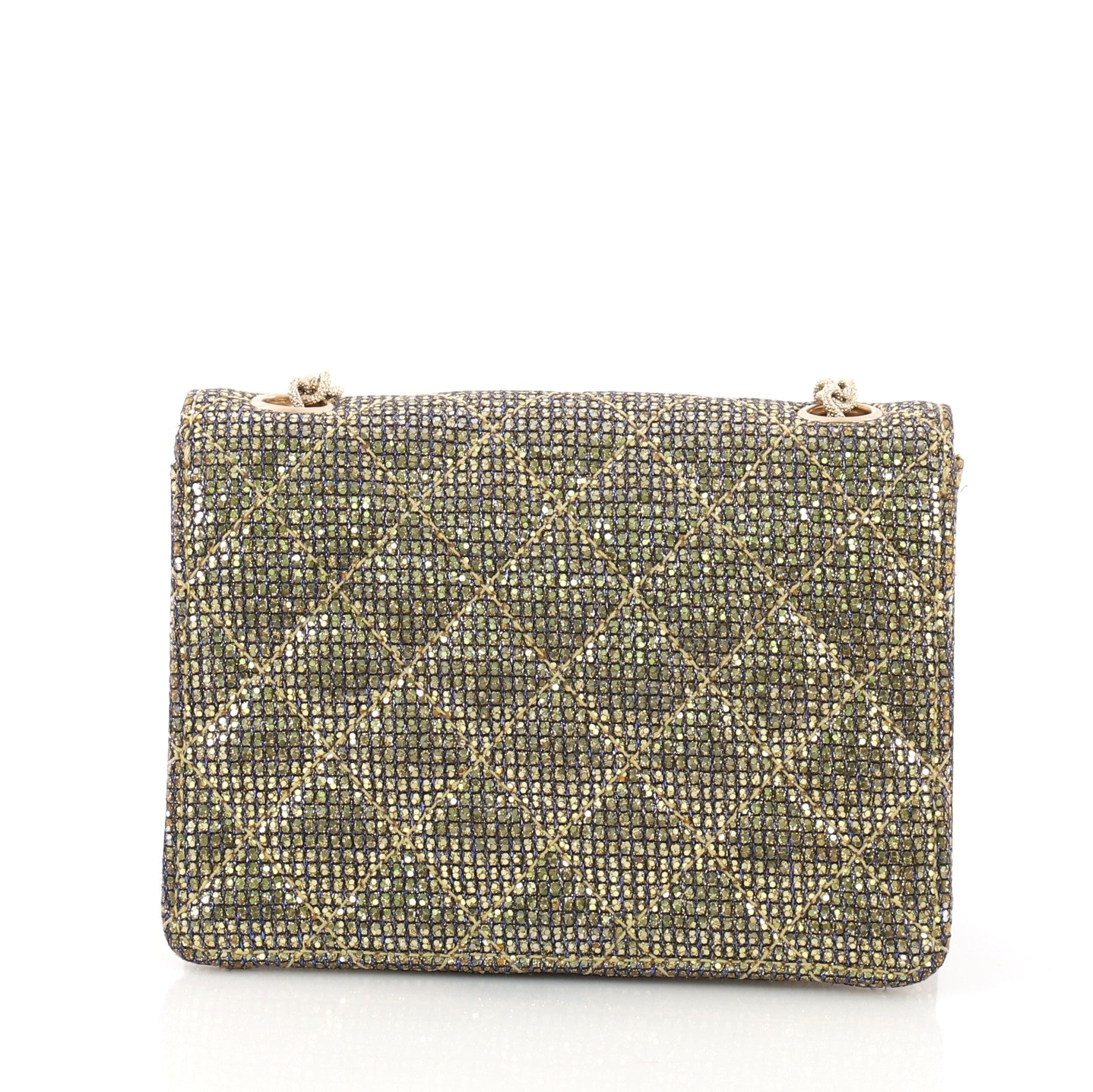 Mademoiselle Lock Crossbody Bag Quilted Glitter Fabric Mini
