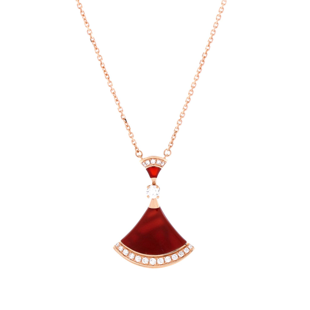 Divas' Dream Pendant Necklace 18K Rose Gold with Carnelian and Diamonds Large