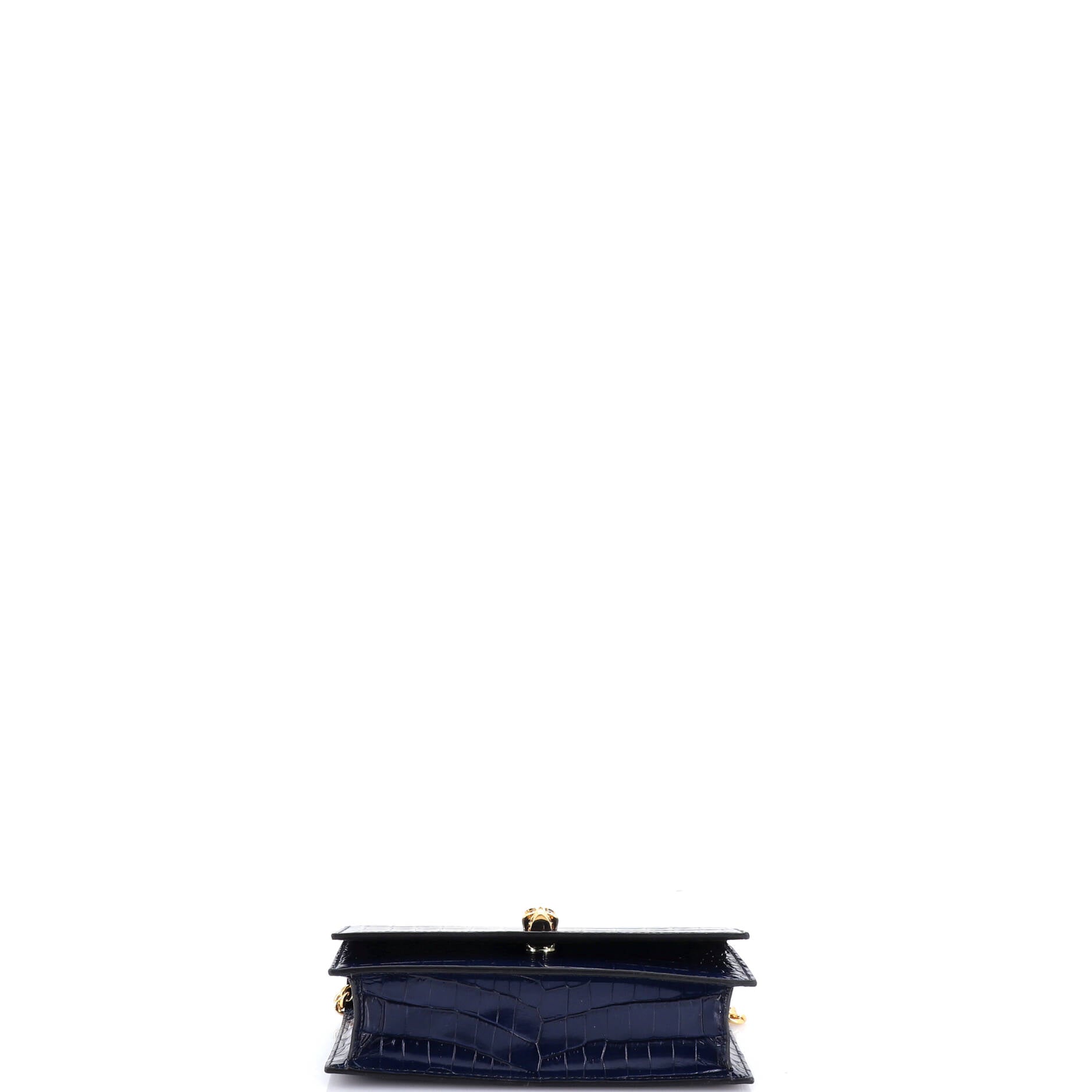 Skull Chain Crossbody Bag Crocodile Embossed Leather Mini