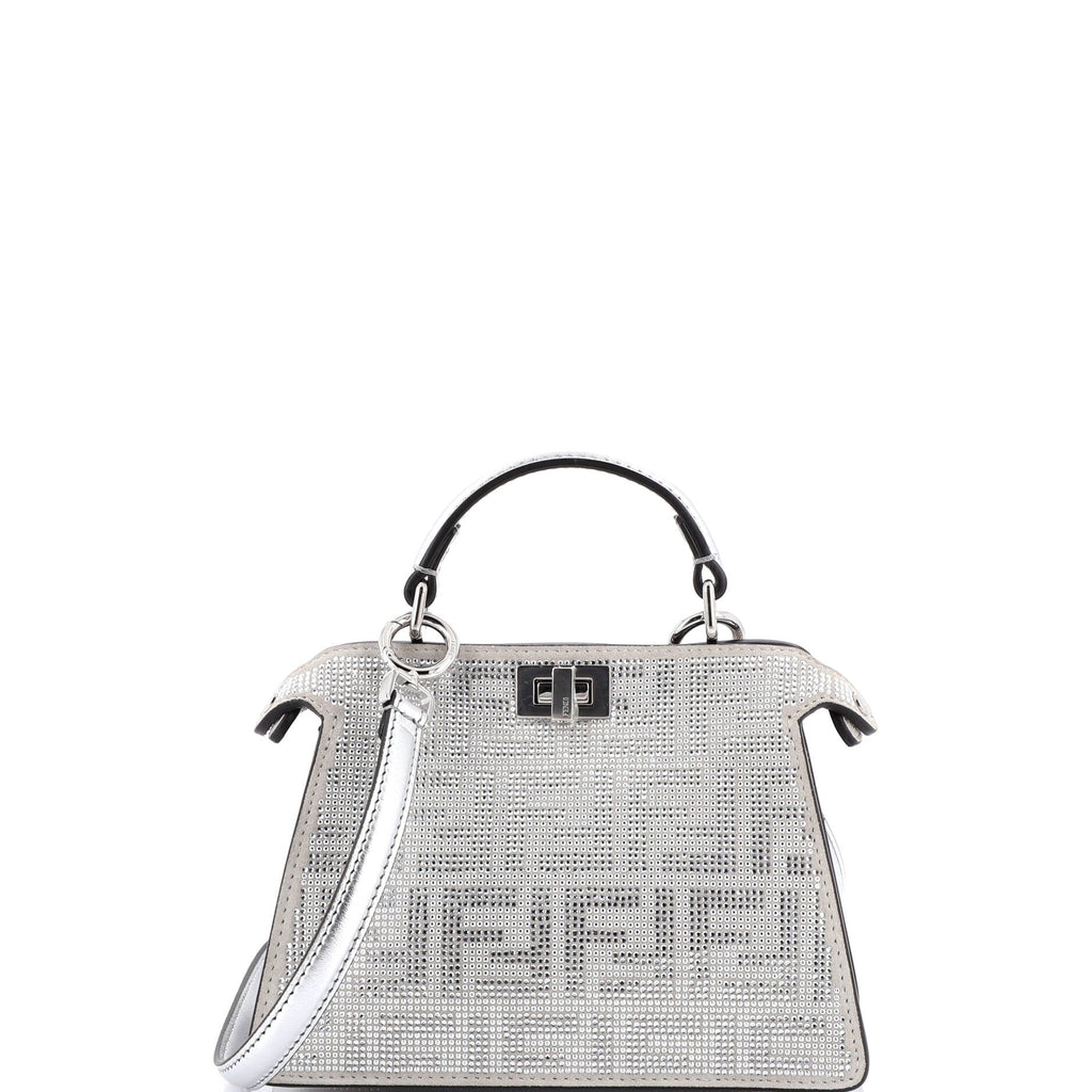 Peekaboo ISeeU Bag Zucca Crystal Embellished Suede Petite