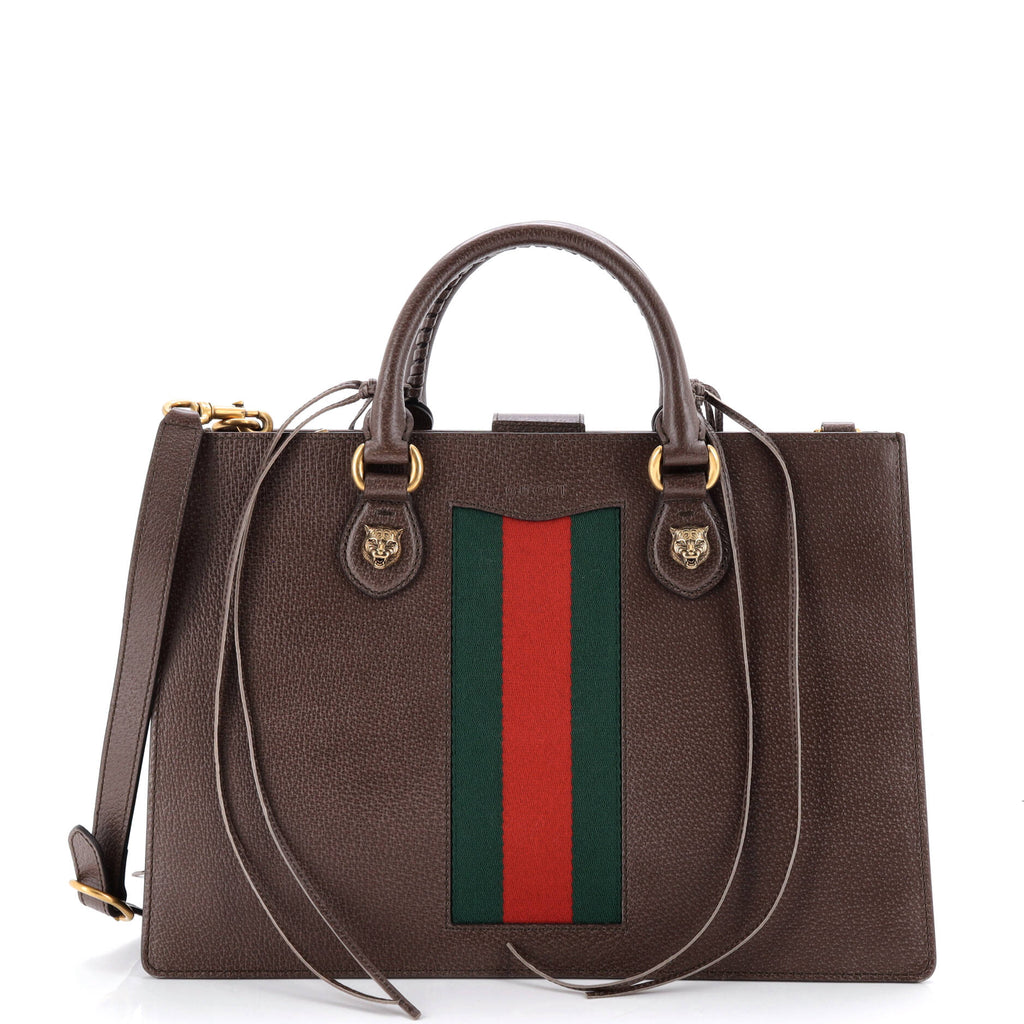 Animalier Web Top Handle Tote Leather Medium