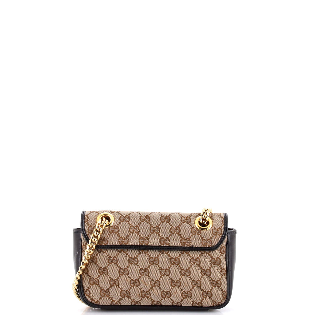 GG Marmont Flap Bag Diagonal Quilted GG Canvas with Leather Mini