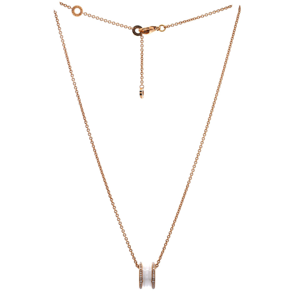 B.Zero1 Pendant Necklace 18K Rose Gold and Ceramic with Diamonds