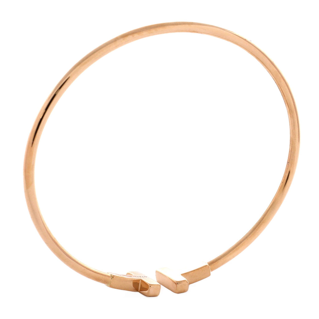 T Wire Bracelet 18K Rose Gold with Diamonds