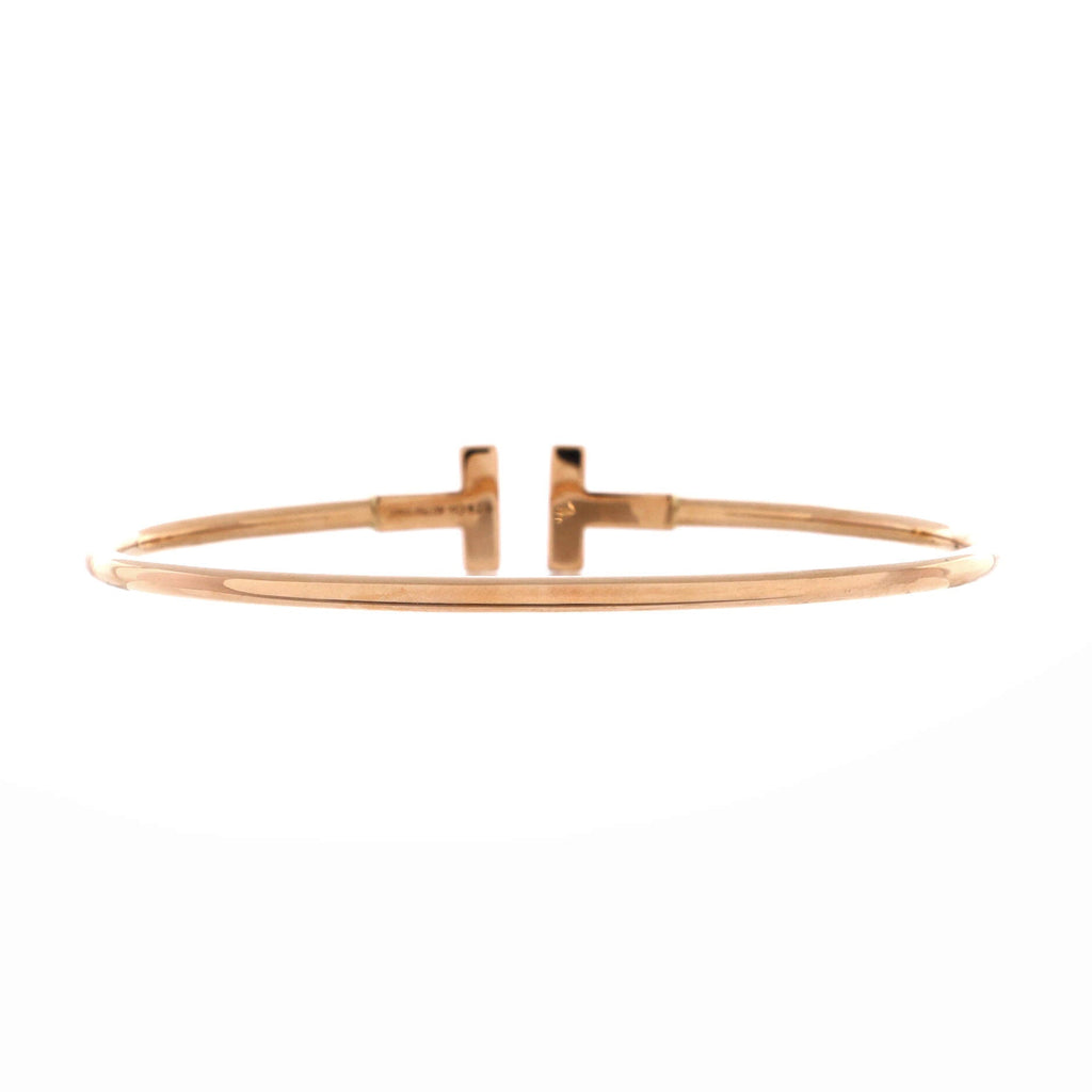 T Wire Bracelet 18K Rose Gold with Diamonds