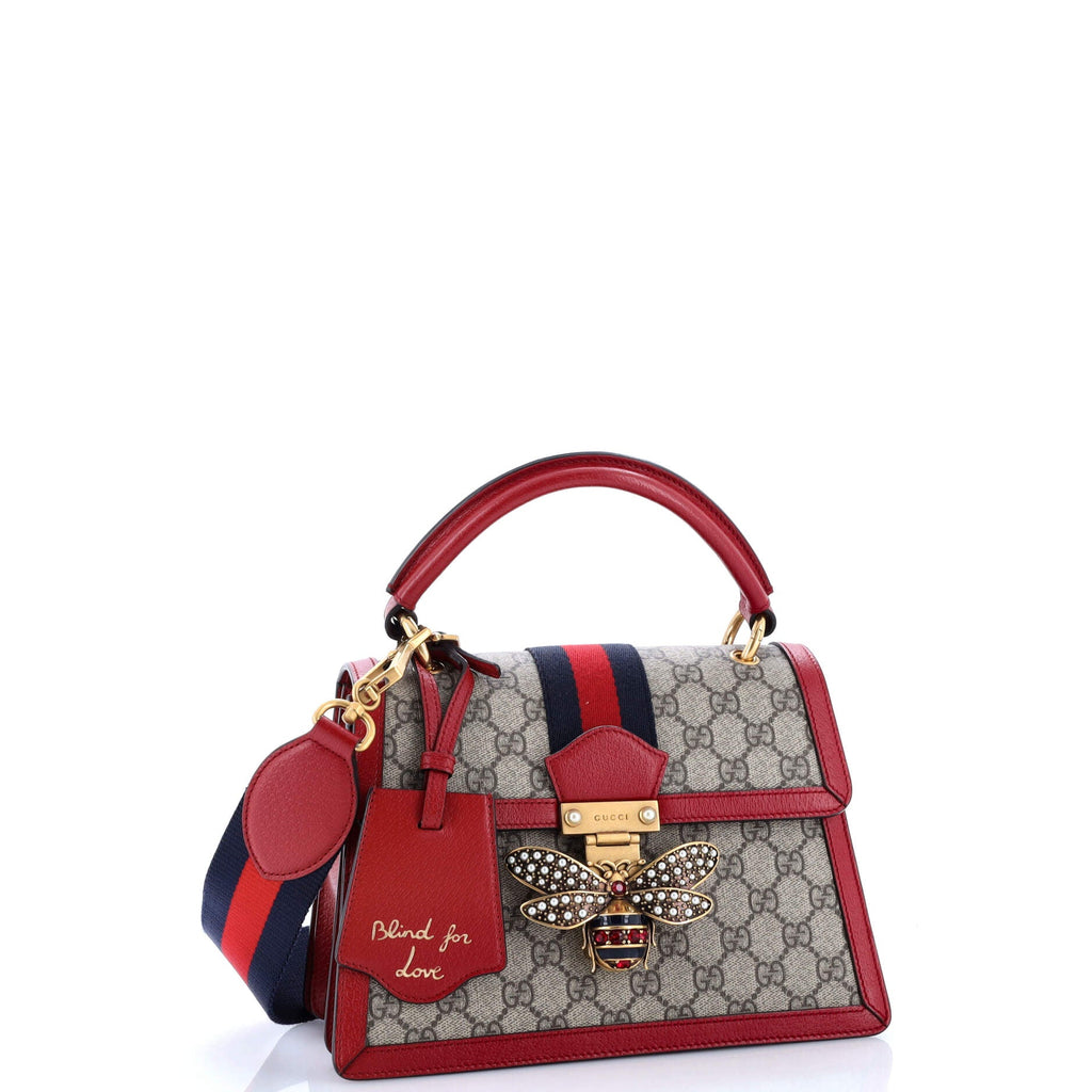 Queen Margaret Top Handle Bag GG Coated Canvas with Leather Small